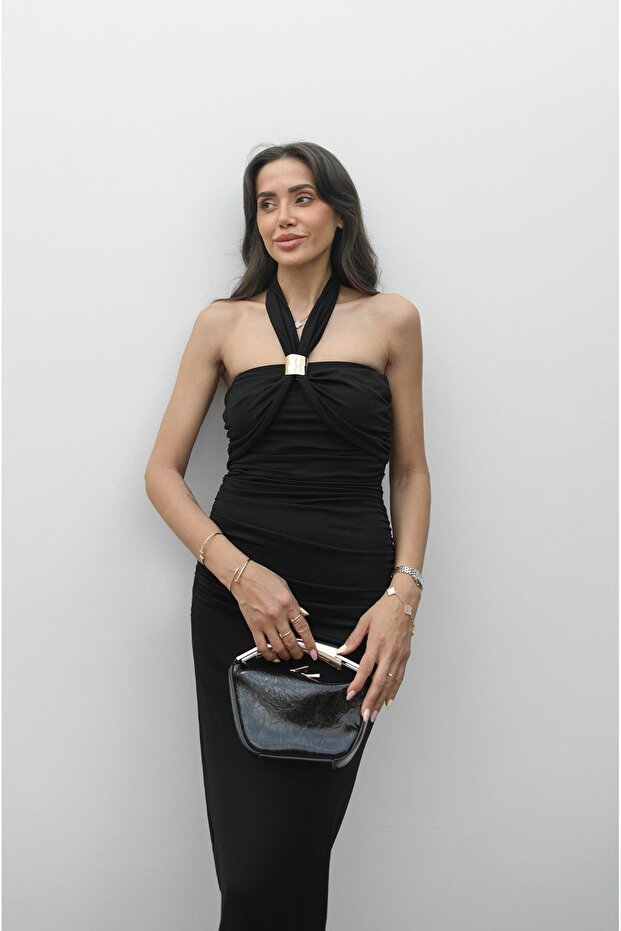 Rochie neagră lavandă - 5