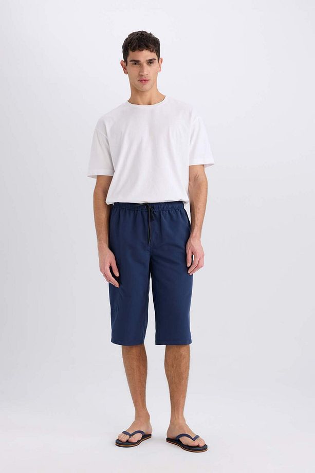 Long Fit File Astarlı Uzun Boy Kargo Cep Deniz Şortu E0905ax25hs - 2