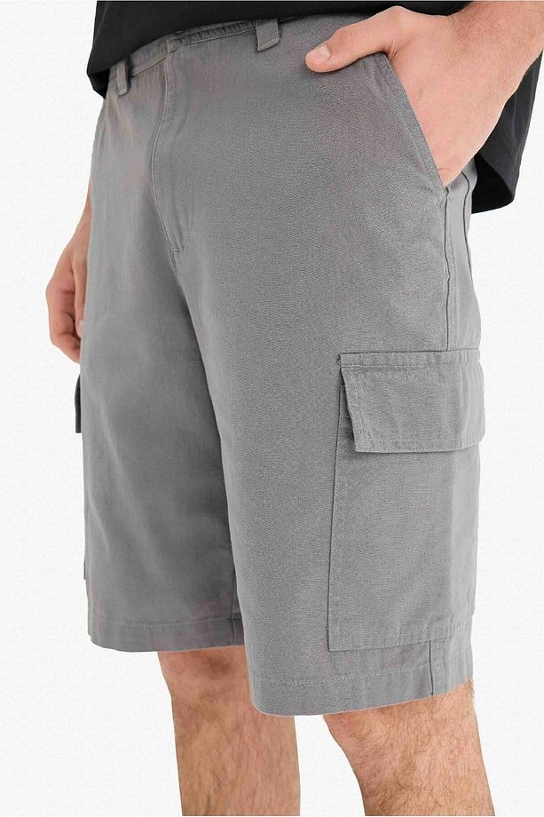 %100 Pamuk Regular Kargo Cepli Bermuda Şort E1708AX25SM - 6