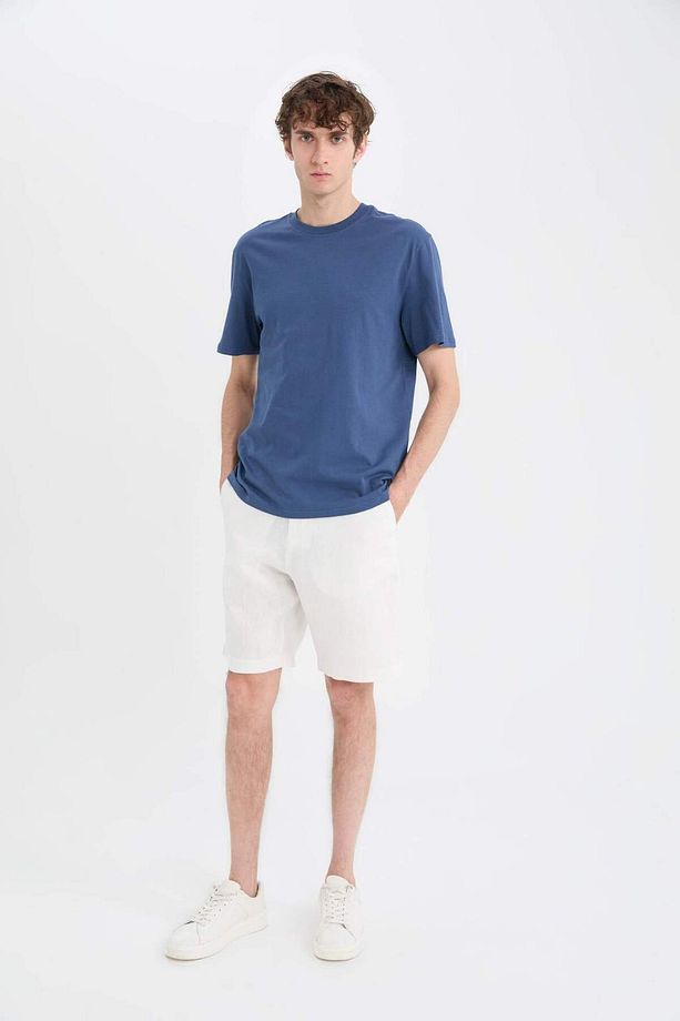 %100 Keten Regular Fit Yazlık Bermuda Şort D9931AX25SM - 4