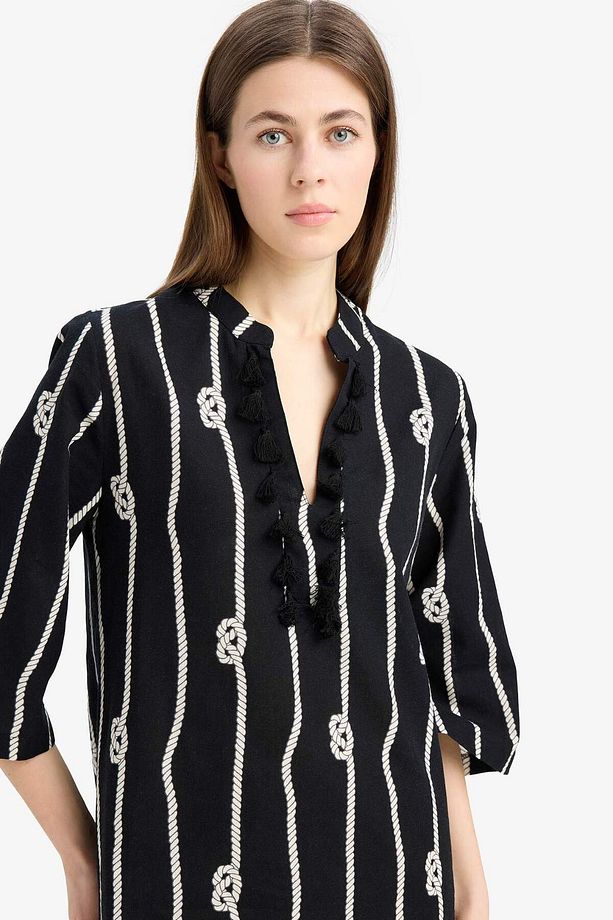 Regular Fit Desenli Pamuklu Midi Plaj Elbisesi-fall In Love E5099ax25sp - 3