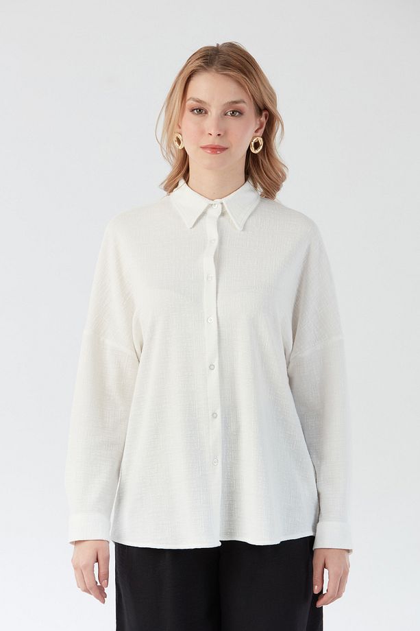 Basic Jakarlı Oversize Gömlek - 5