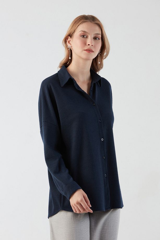 Basic Jakarlı Oversize Gömlek - 4