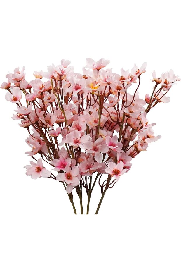 4Pcs Artificial Cherry Blossom Silk Peach Flowers - Pink