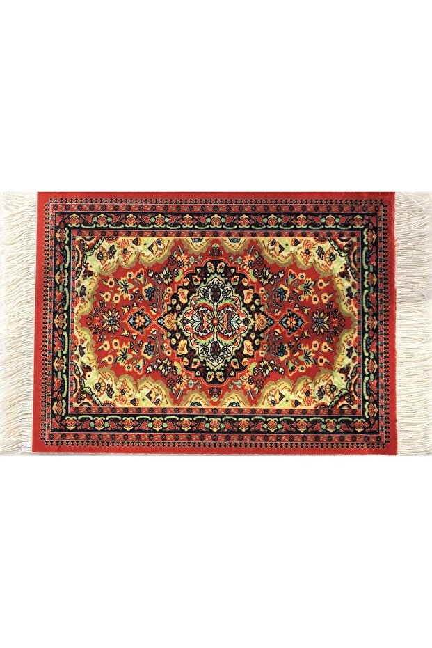 طقم قواعد أكواب مستطيلة الشكل على شكل سجادة تركية، مناسب لأدوات المطبخ والطعام، 4 قطع - 5