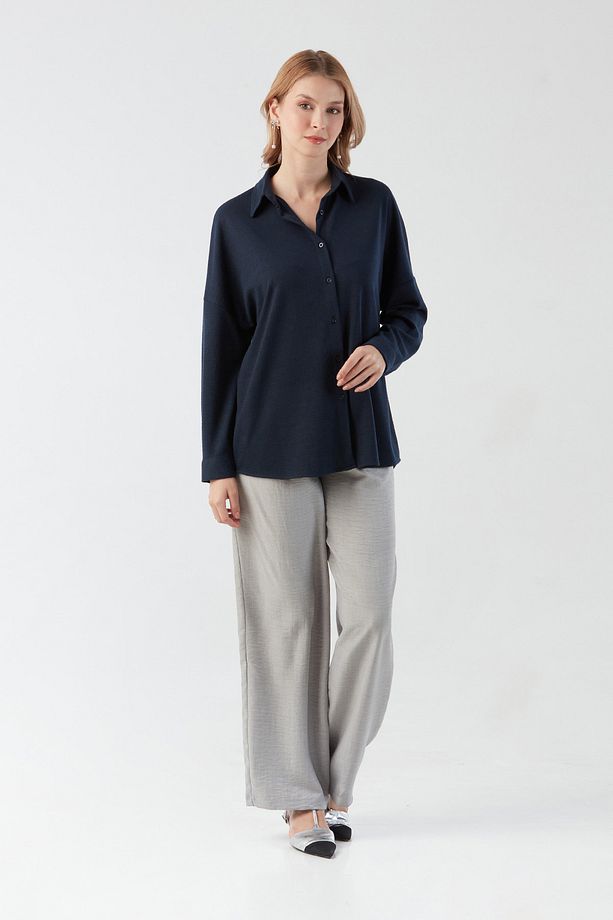Basic Jakarlı Oversize Gömlek - 3