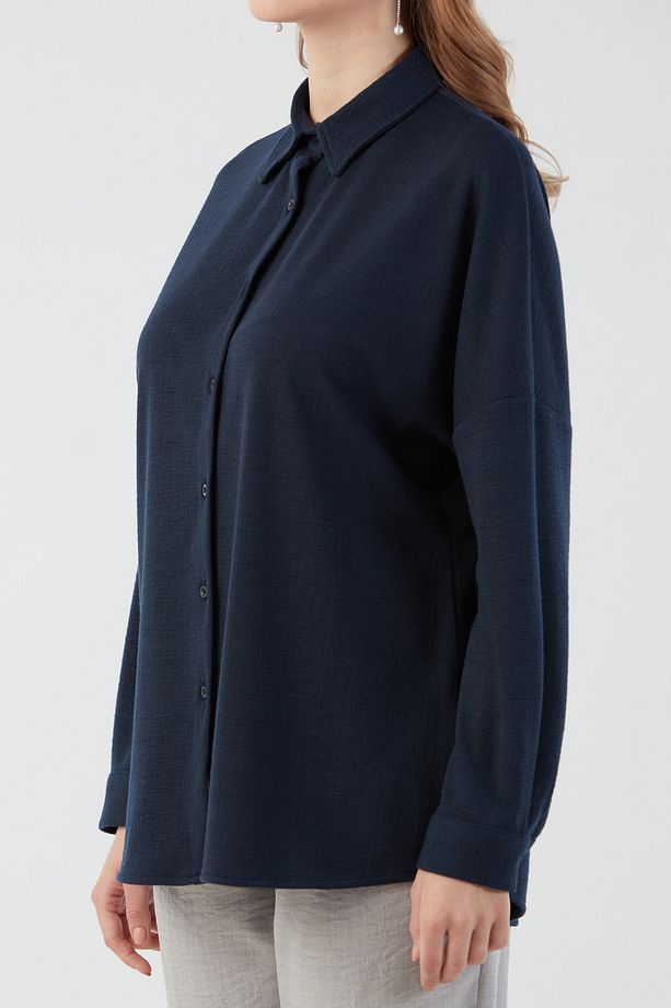 Basic Jakarlı Oversize Gömlek - 5