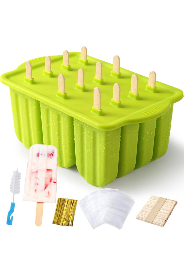 Green Popsicle Molds Silicone BPA-free12 Pieces Popsicle Trays for Freezer Homemade Ice Cream Popsic