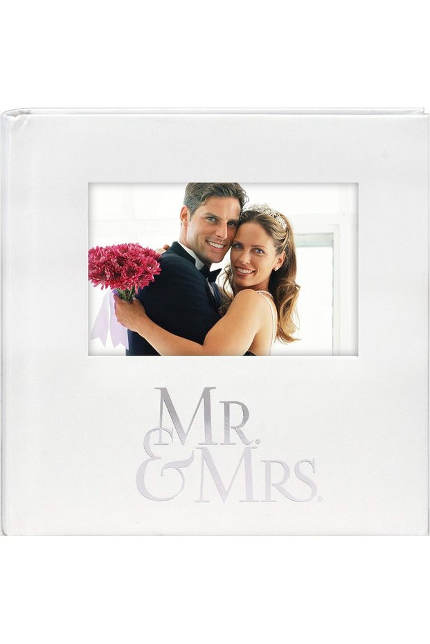 International Designs Mr. & Mrs. Album With Memo & Photo Opening Cover, 160 4x6, White