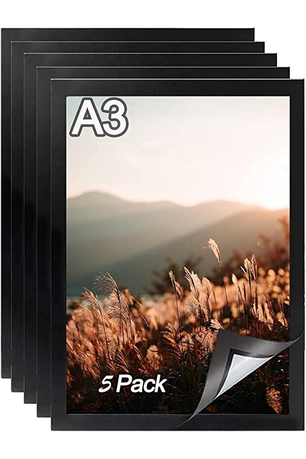 5 Pcs A3 Magnetic Self-Adhesive Display Frames (Black) - 1