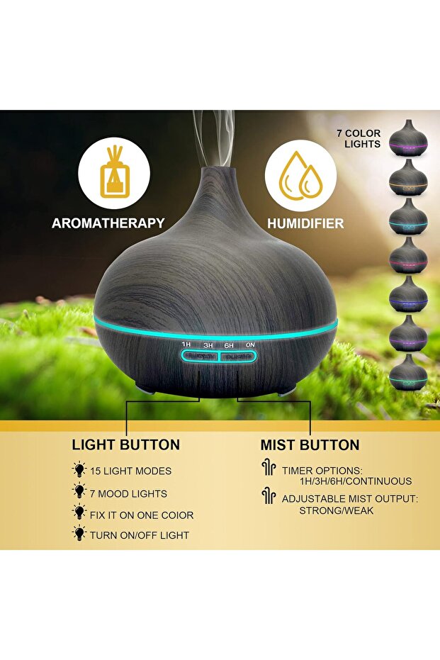 Sky-Touch Essential Oil Diffuser, 550ml Oil Diffuser With 4 Timer, Aromatherapy Diffuser With Auto S - 3
