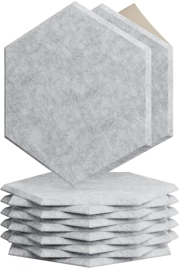 (in47)12 Pack Acoustic Panels, High Density Sound Absorbing Panels Sound Proof Insulation, Hexagonal