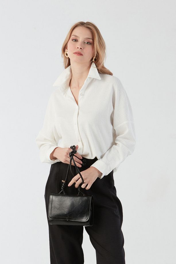 Basic Jakarlı Oversize Gömlek - 6