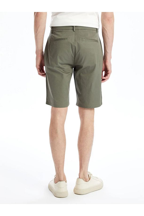 LCWAIKIKI Basic Haki Standart Kalıp Gabardin Erkek Şort - 4