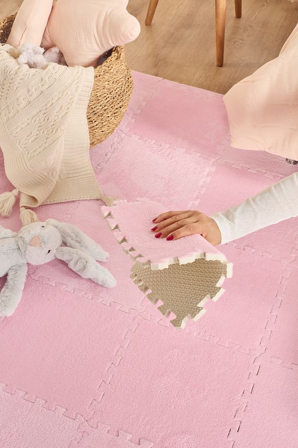 Puzzle Mat Pudra Pembe 30x30 Cm Bebek Çocuk Genç Odası Halısı - 9