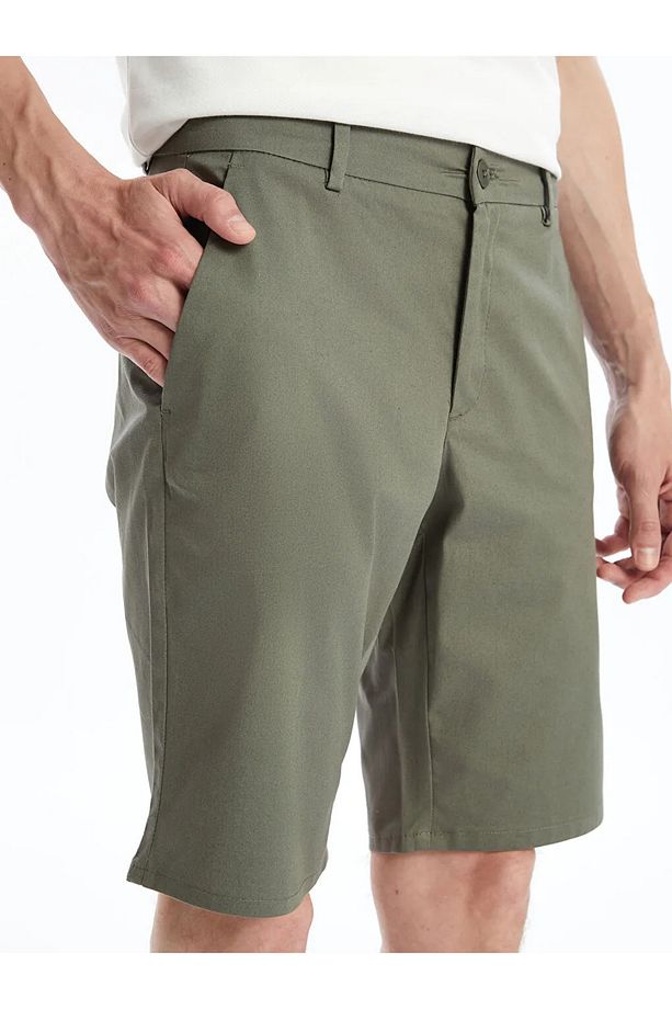 LCWAIKIKI Basic Haki Standart Kalıp Gabardin Erkek Şort - 3