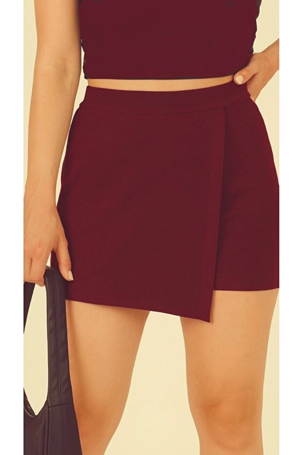 Şort Etek Bordo Kapaklı - 6