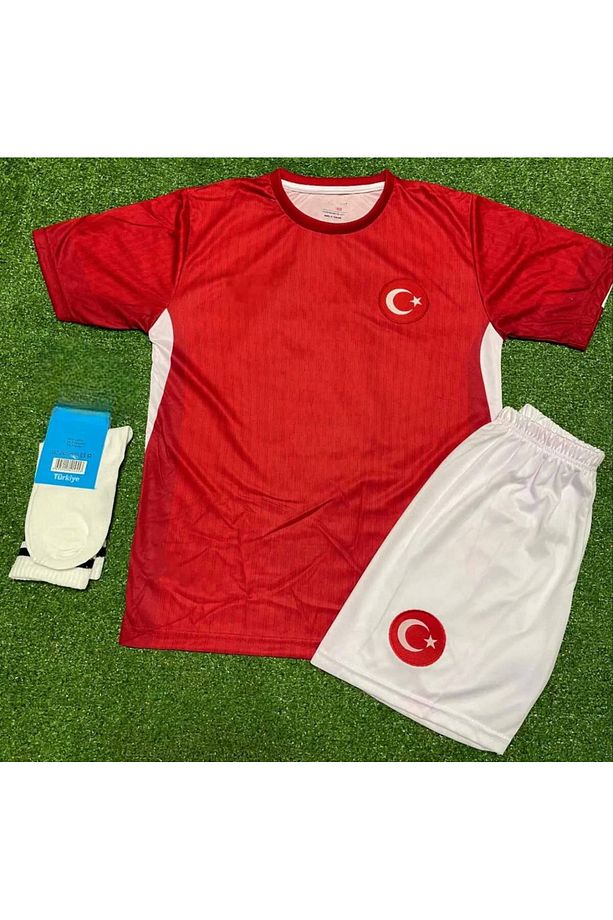 MİLLİ TAKIM İSİMSİZ ÇOCUK FORMASI KIRMIZI 3LÜ SET FORMA+ŞORT+ÇORAP - 2