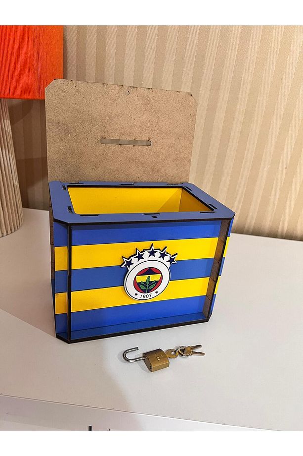 Kumbara - Parabox Ahşap Tip Box Taraftar (SARI-LACİVERT) - 4
