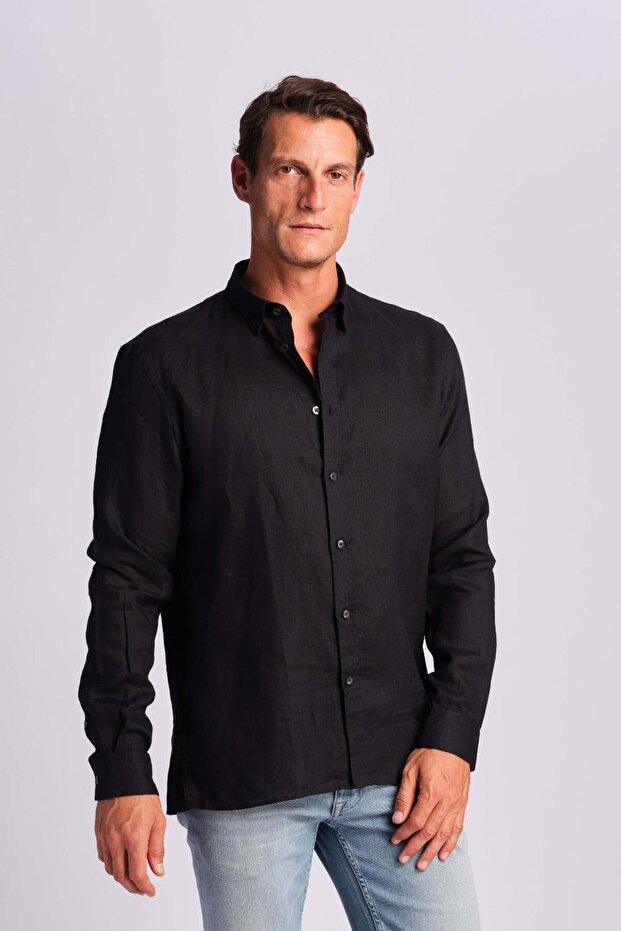Men's Linen Shirt 24865-9000 Nero
