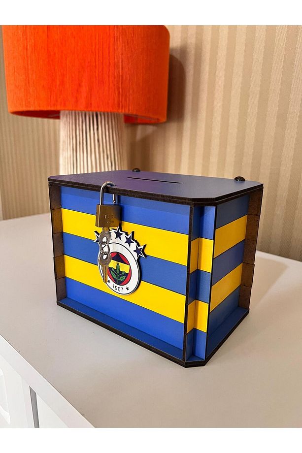 Kumbara - Parabox Ahşap Tip Box Taraftar (SARI-LACİVERT) - 1