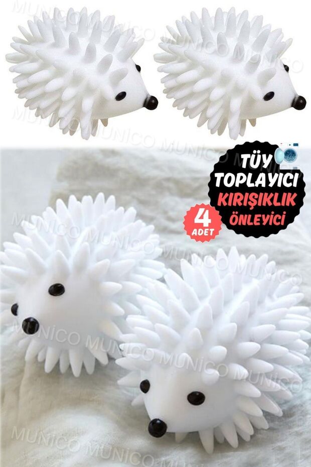 4 Adet Yeniden Kullanılabilir PVC Kirpi Kurutma Topu - Çamaşır Makinesi İçin Tüy ve Tozları Toplayan - 2