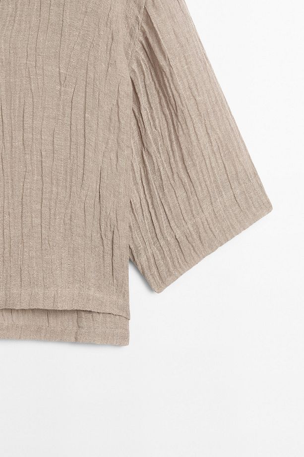 Flowing open-neck linen blend blouse - 7