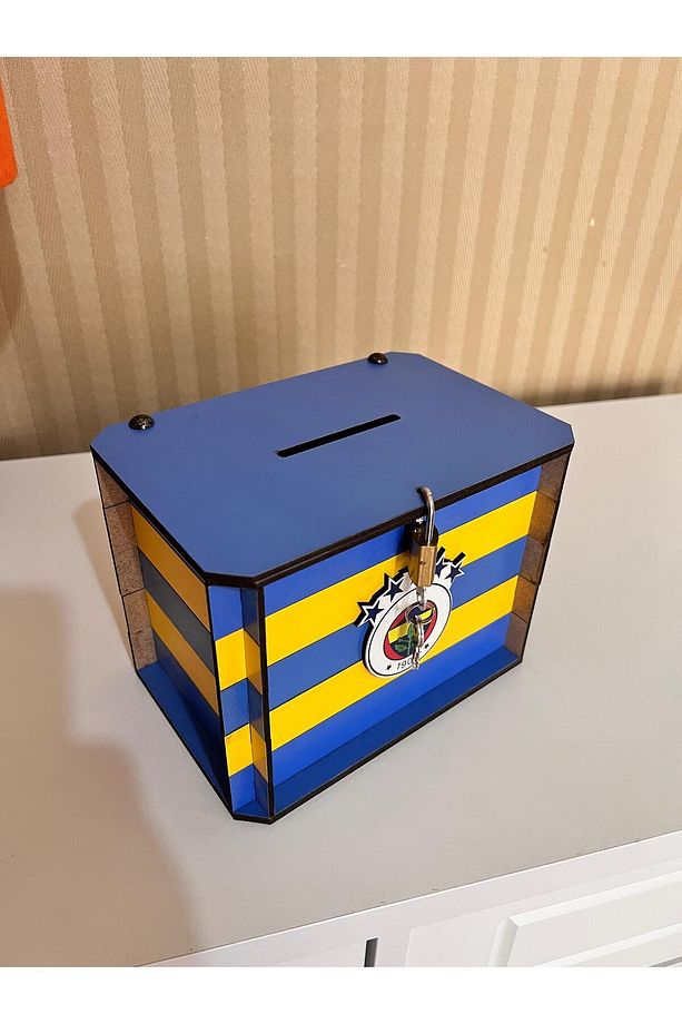 Kumbara - Parabox Ahşap Tip Box Taraftar (SARI-LACİVERT) - 3
