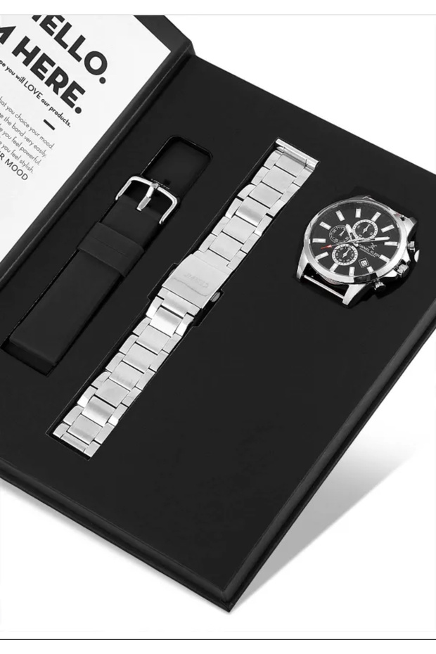 Kronometreli Çelik-silikon Kordon Özel Seri Set 45mm - 1