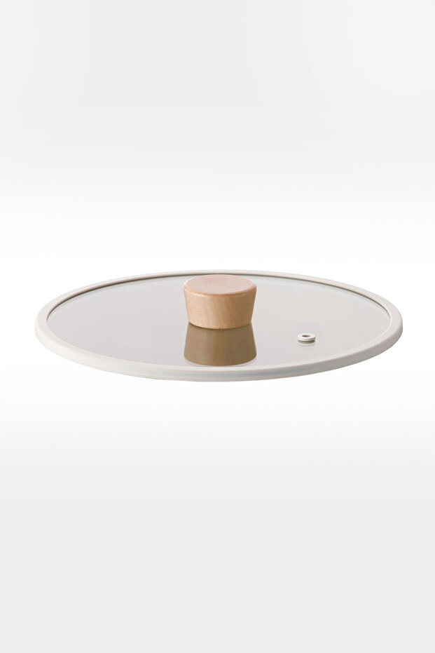 Fika 24cm Flat Silicone Framed Glass Cover Beige