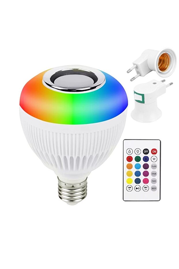 LED Bulb With Built-in Speaker, Bluetooth Speaker, 12 RGB and White Color Lighting, Remote Control - 1