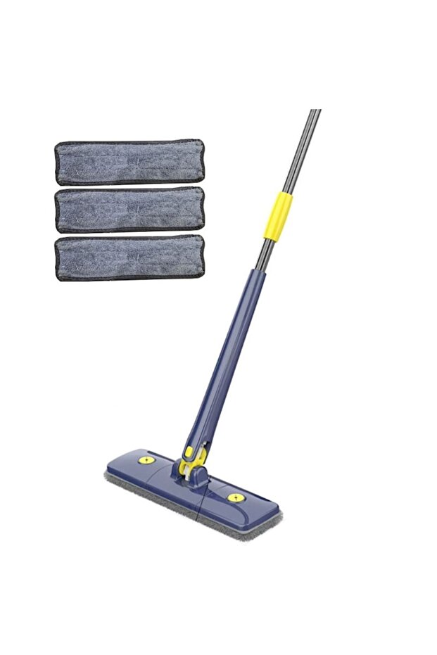 Multifunctional Mop Set With 3 Cloths For Dry And Wet Surfaces, Rectangular Head - 1