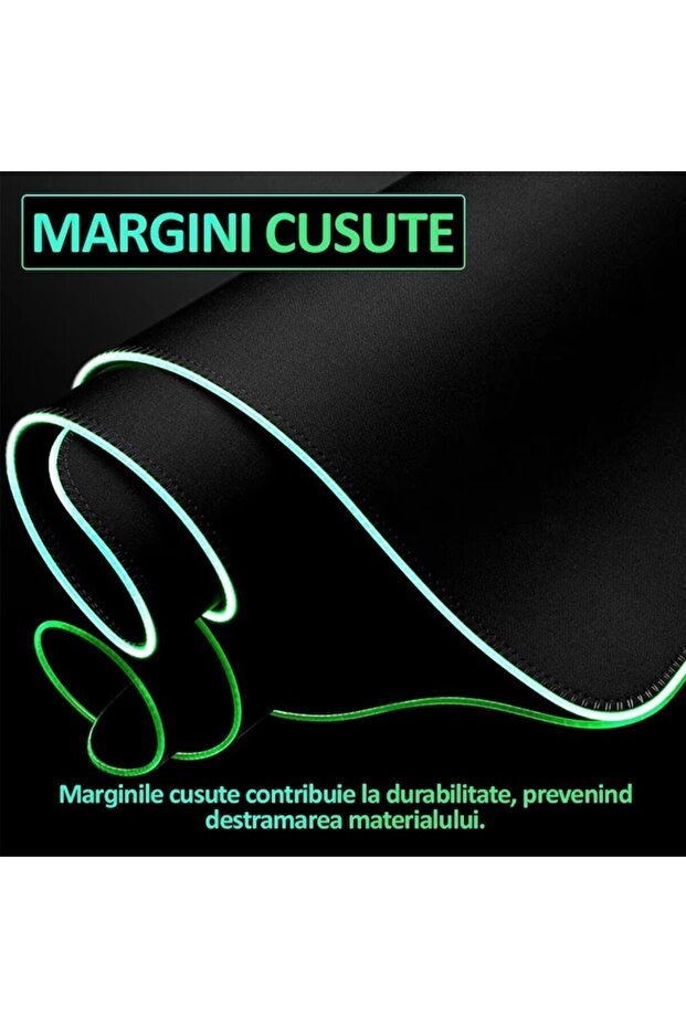 Large Mousepad For Keyboard And Mouse, Borders With RGB Lighting, For - 8