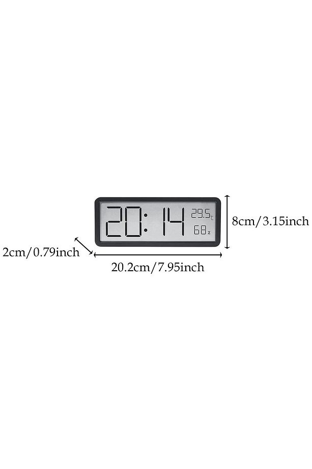 Dijital Masa ve Duvar Saati Termometre & Nem Göstergeli LCD Saat Büyük Ekranlı, Sessiz - 2