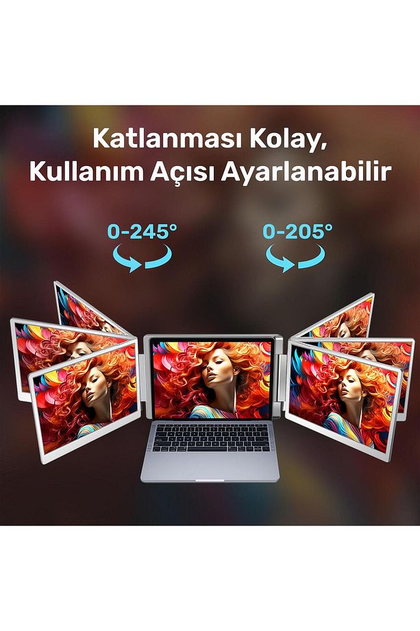 NPM11 16" FHD 1200p IPS Type-C Taşınabilir 2'li Monitör Çoklayıcı Standlı Notebook Monitör - 6