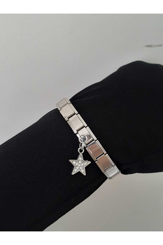 Steel Star Italian Charm Bracelet