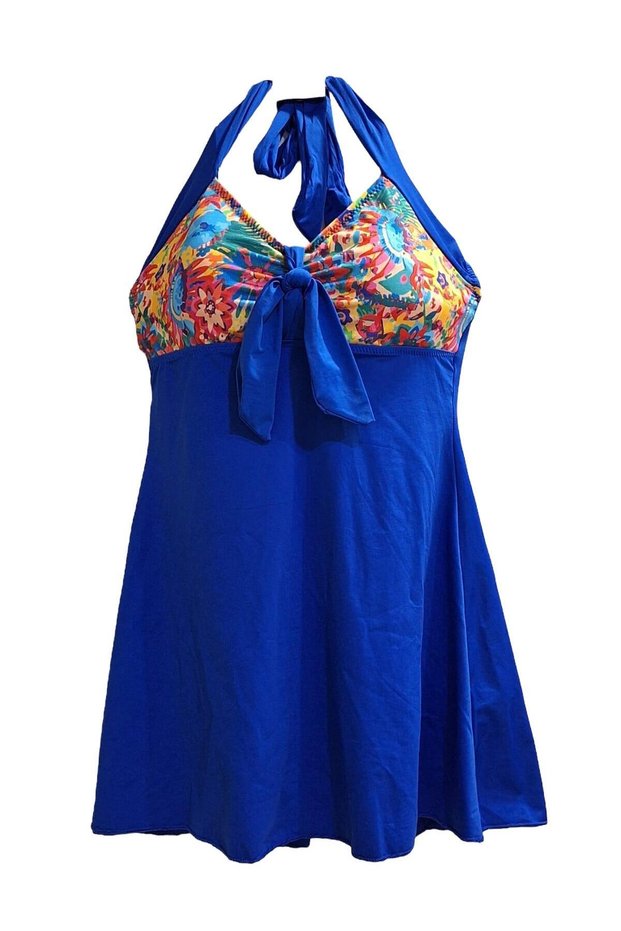 Women's Cobalt Blue Six Shorts Dress Swimsuit