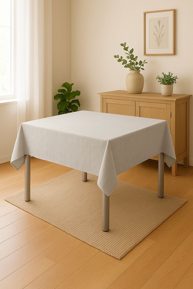 Kadife Kare Masa Örtüsü 140x140 | Şık, Yumuşak Dokulu, Yıkanabilir Masa Örtüsü - 1