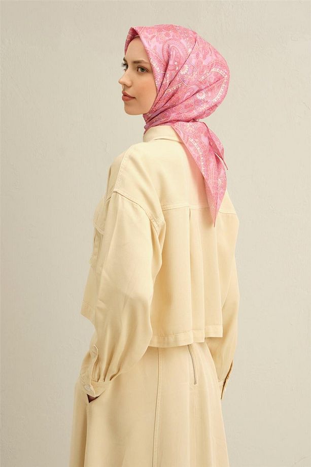 İpek Eşarp 2025 Yaz - 9304-31 Mavi Fuşya Twill - 2