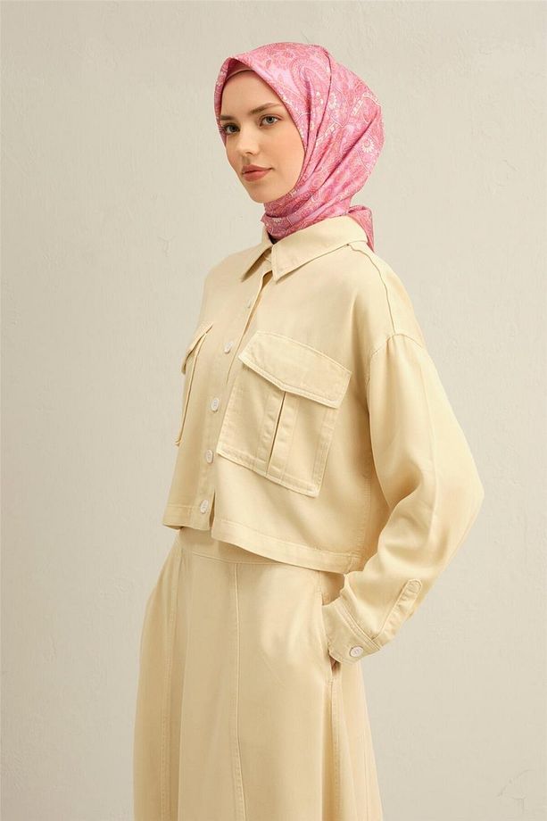 İpek Eşarp 2025 Yaz - 9304-31 Mavi Fuşya Twill - 1
