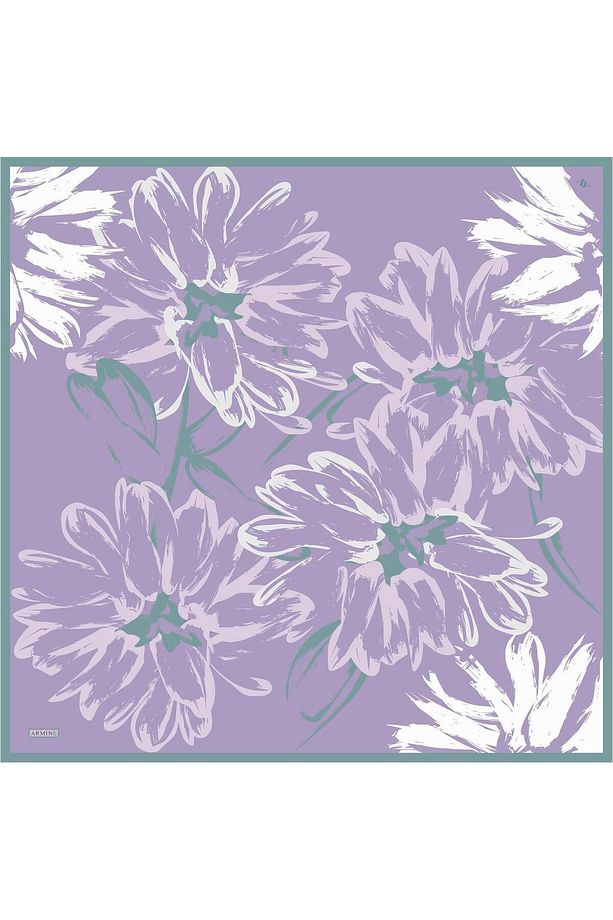Desenli Saf Ipek Twill Eşarp 9322- 57 - 3
