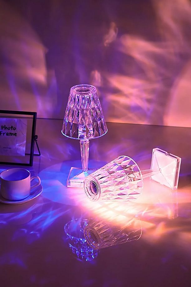 Akrilik Şarjlı Kristal Led Masa Lambası 20 Mod Rgb Dokunmatik Ambians Dekor Gece Lambası - 3