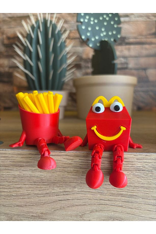 Sevimli Oturan Patates Kovası / Eklemli Mcd. Dekoratif Figür 2'li - 1