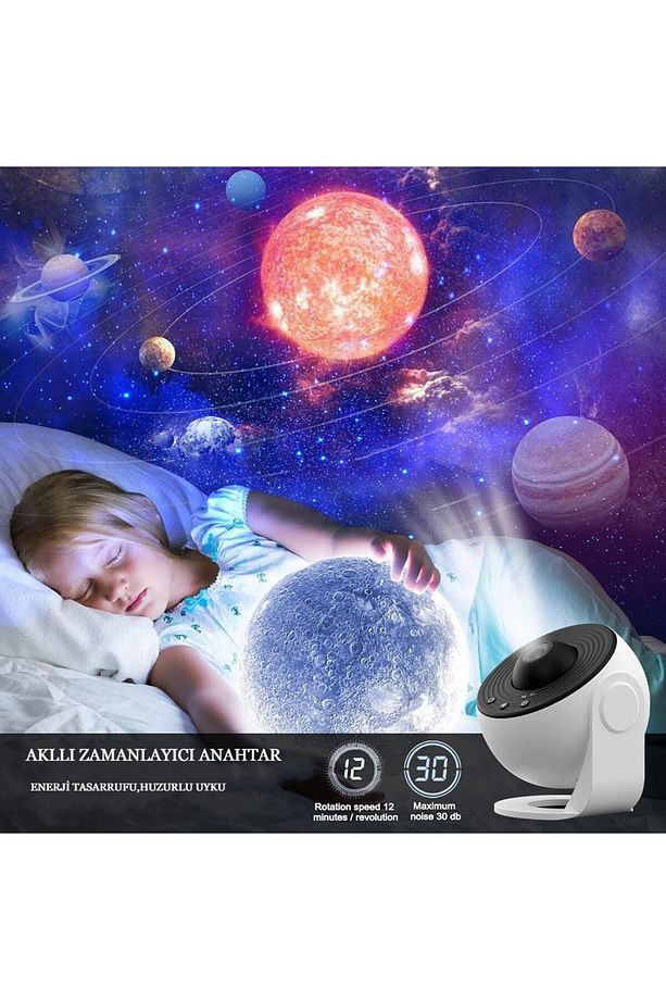 Galaxy Gezegen Yıldızlı Projektör Gece Lambası Çocuklar İçin Hediye - 4