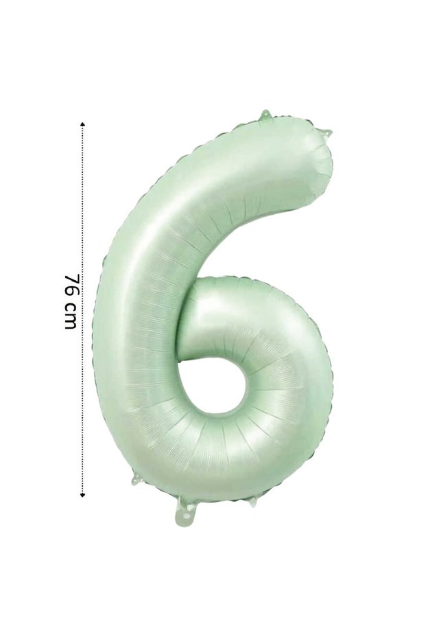 Foil Balloon 6 Number Helium Balloon 76cm Retro Green Color - 6 Year Old Balloon - Birthday Decoration - Concept