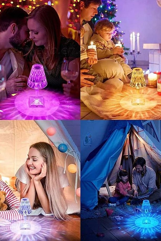 Akrilik Şarjlı Kristal Led Masa Lambası 20 Mod Rgb Dokunmatik Ambians Dekor Gece Lambası - 7