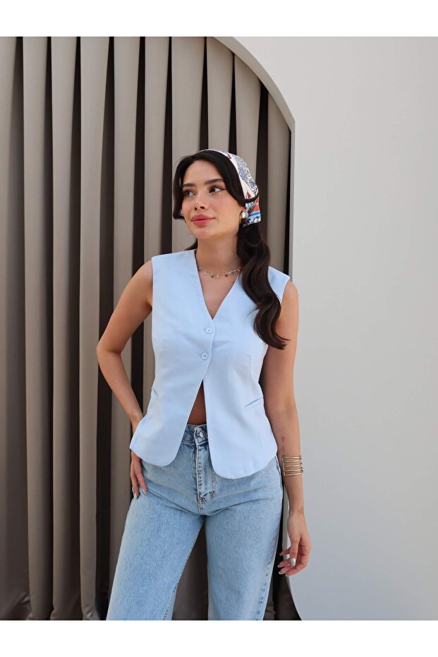 Cepli Düğmeli Yelek - 3