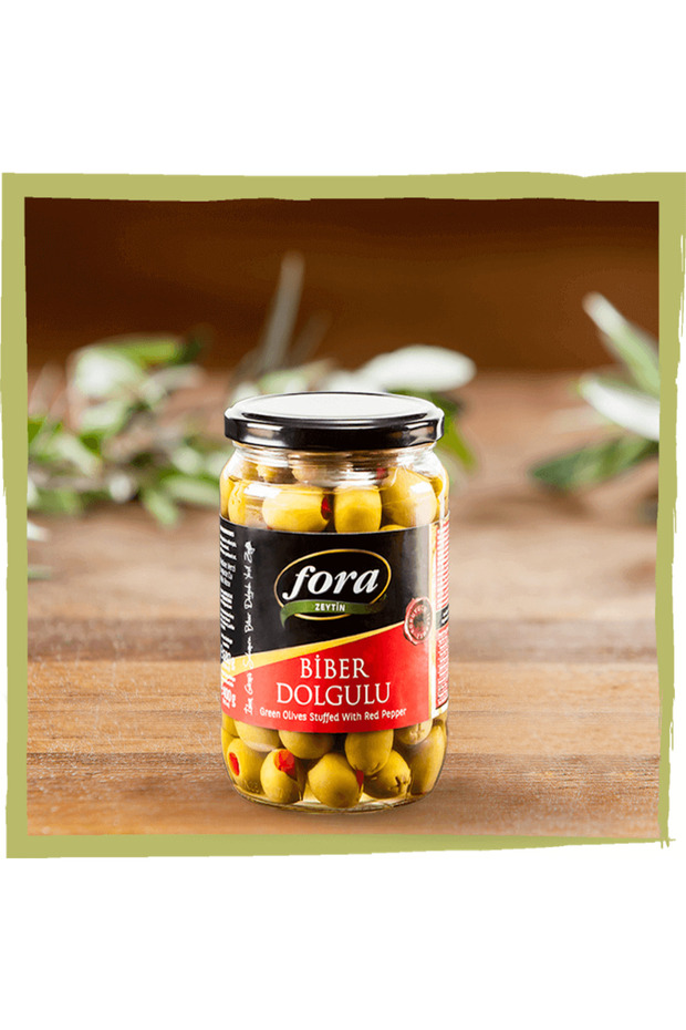 Fora Zeytin, Green Olives Stuffed with Red Pepper 400gr