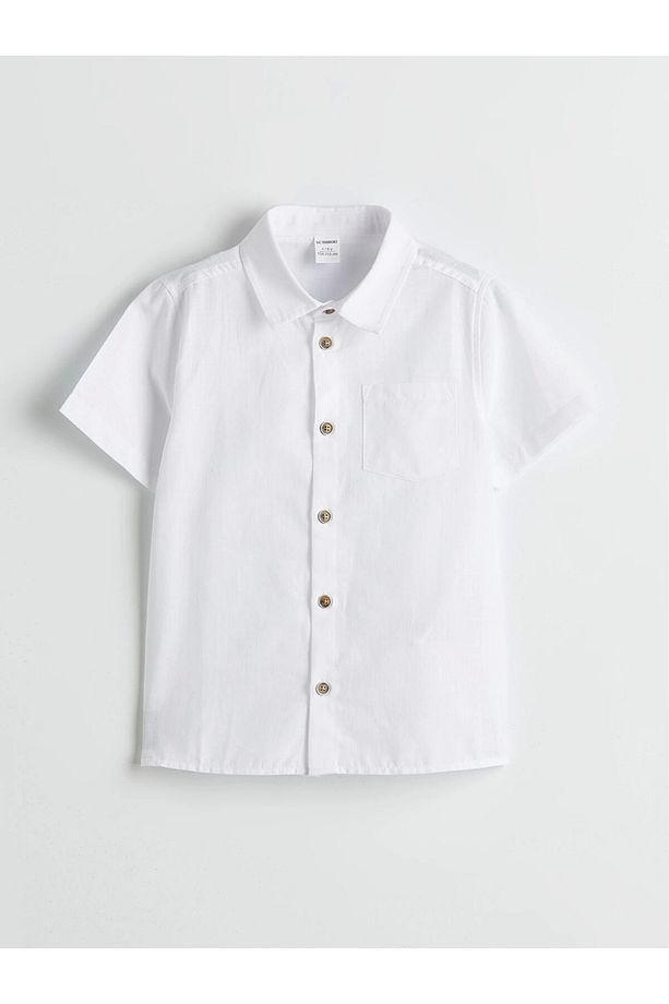 Beyaz Basic Cepli Erkek Çocuk Poplin Gömlek - 3