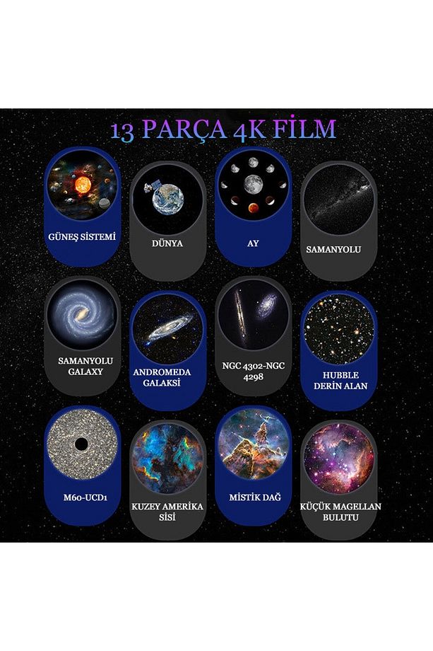Galaxy Gezegen Yıldızlı Projektör Gece Lambası Çocuklar İçin Hediye - 3